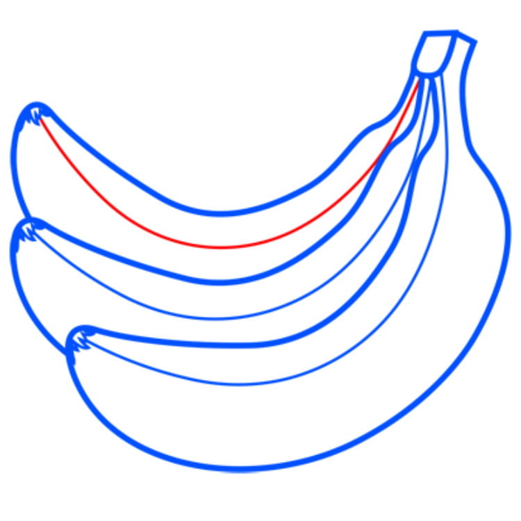 Як намалювати банан - малюємо олівцем поетапно банани