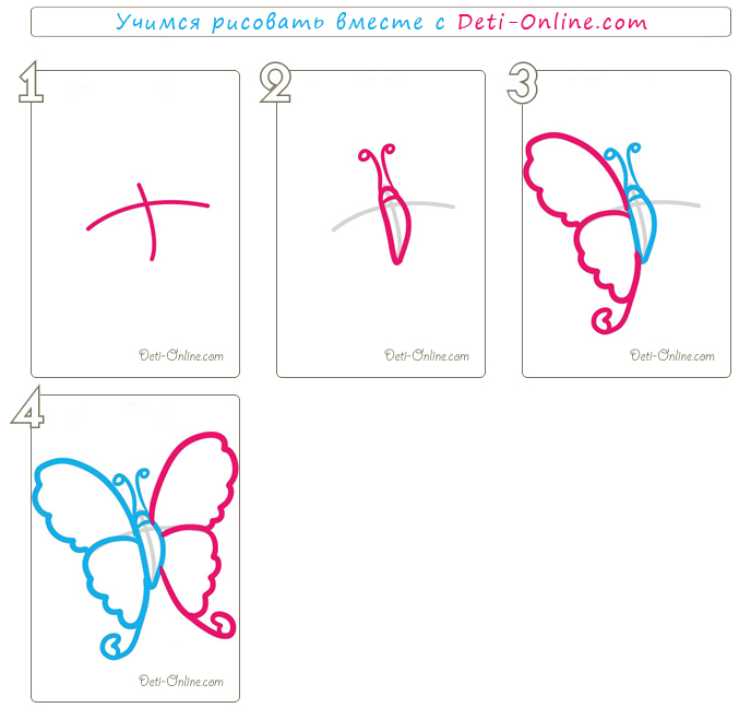 Як намалювати метелика - малюємо мтелика поетапно, малюнок метелика адмірал